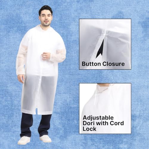 Image of Citizen Eco-Friendly EVA Poncho Raincoat for Men & Women, Lightweight Waterproof Coat with Hood, Adjustable Drawstring, Button Closure & Easy Carry Pouch, Reusable & Durable Outdoor Rainwear