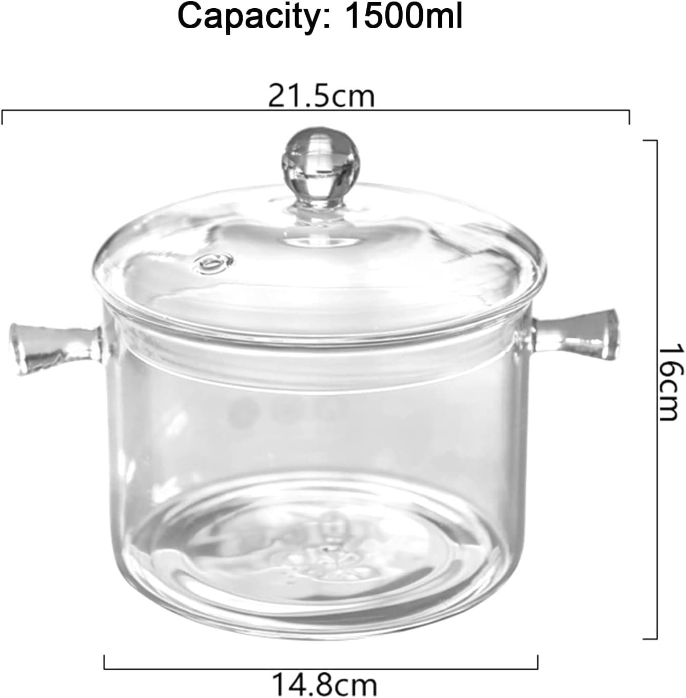 ガラスソースパン 透明ガラス鍋 ダブルハンドルと蓋付き 耐熱性 パスタ麺用 チョコレート
