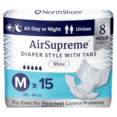NorthShore AirSupreme Incontinence Tab-Style Briefs for Men and Women, Medium, Pack/15 NorthShore AirSupreme Incontinence Tab-Style Briefs for Men and Women, Medium, Pack/15