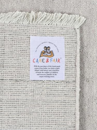 RugVista Handloom fringes, Dywan, Nowoczesne, 250 x cm, Kwadratowy, Wysoki, Pokój dzienny, Sypialnia, Czyścić wyłącznie chemicznie, Certyfikat Care & Fair, Srebrny