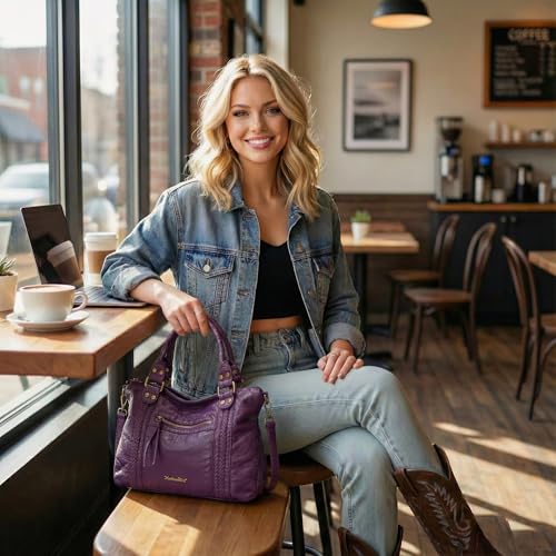 Image of Y2K Purses Hobo Bags for Women Roomy Washed Leather Handbags with Crossbody Strap