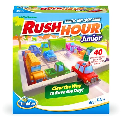 ThinkFun - Rush Hour Junior, Juegos de Mesa Niños 5 Años o más, Juegos de Lógica, 40 desafios, Regalo niño 5 años, Juegos de Mesa Familia, Versión en Español