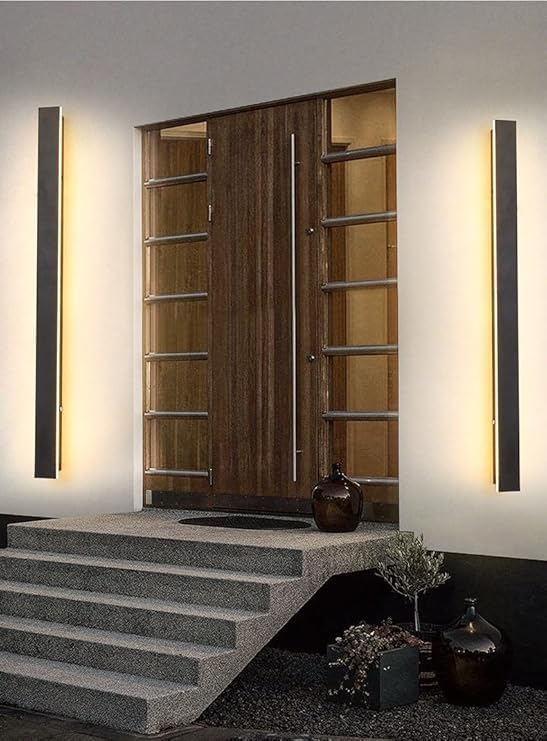 Hardwired Modern 32" LED Wall Sconce Light, Thin Slim 2" Wide, Matte Black Aluminum Fixture, Warm/Neutral/Cool White, Mounted Lamp for Bedroom, Living Room, Hallway – Electrical Installation Required