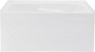 Swiss Madison Ivy 54 x 30 Skirted Left Drain Soaking Alcove Bathtub in Glossy White with Integrated Armrest