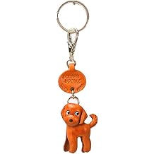 Goldendoodle Leather Dog Small Keychain VANCA Craft-Collectible Keyring Charm Pendant Made in Japan