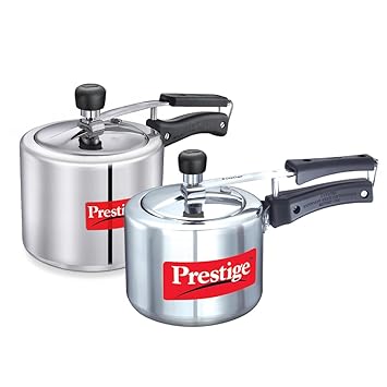 Prestige 3L+2 Litres Nakshatra Plus inner Lid Aluminium combo Pressure Cooker with 2 Lids | Silver