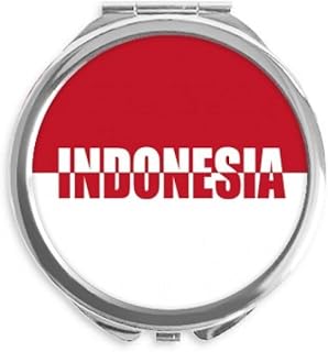 Indonesia Country Flag Name Hand Compact Mirror Round Portable Pocket Glass