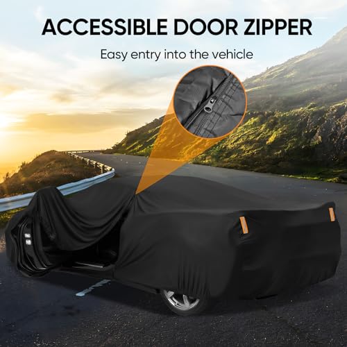 Image of Car Cover Custom Fit for Chevrolet Corvette C4 C5 C6 C7 C8 1980-2026, Outdoor Waterproof All Weather Heavy Duty Full Exterior Cover for Sun Rain Snow UV Dust Protection with Door Zipper