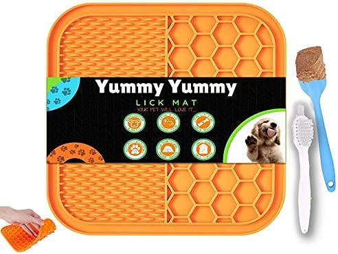 Yummy Lick MAT for Dogs and Cats with Suction Cups - Slow Feeder Distraction for Hyper PET, Anxiety, Boredom & Calm .Perfect SPREADABLE…
