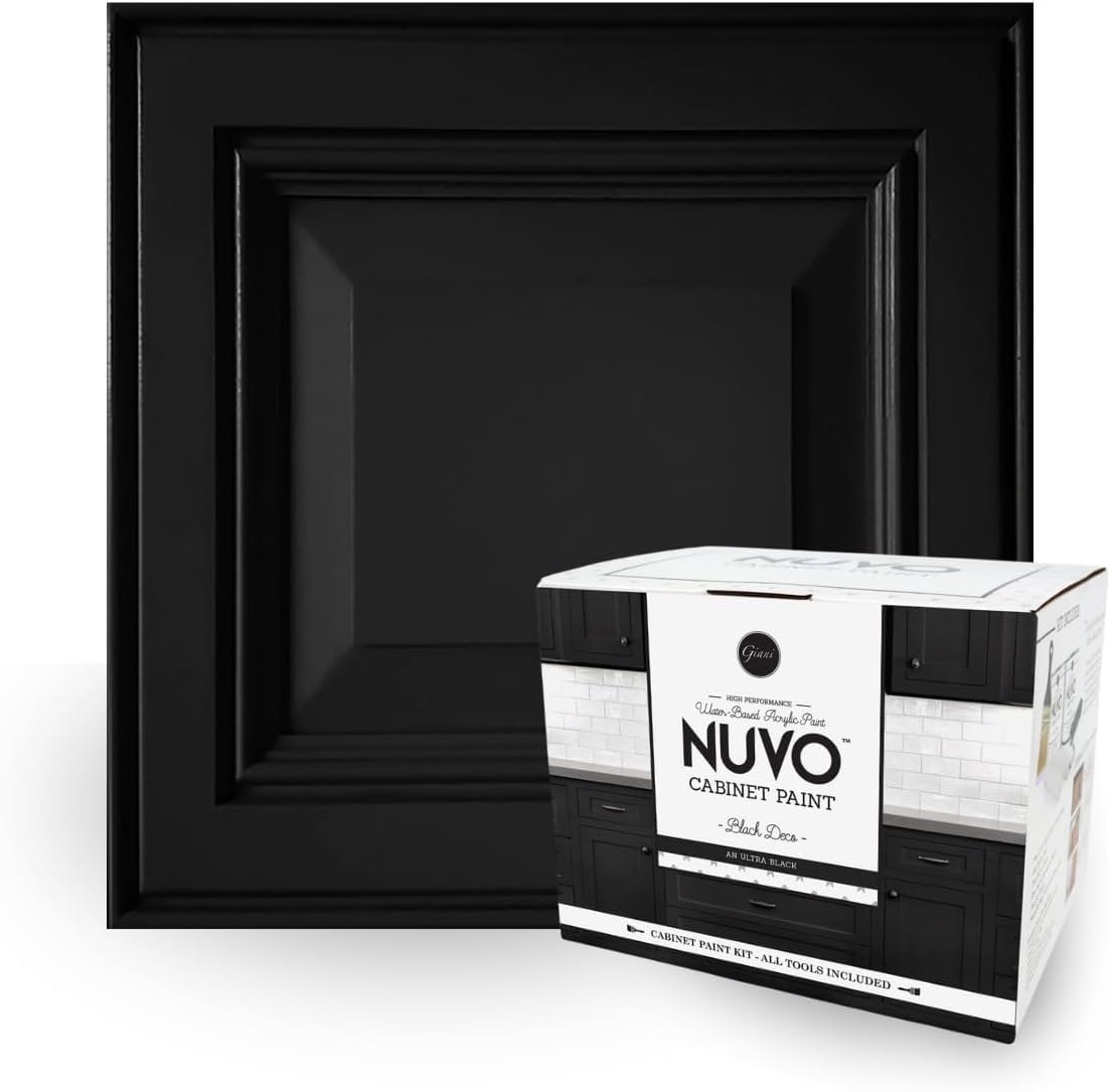 Nuvo Black Deco Cabinet Makeover Kit - Easy DIY 7-Piece Set, Bold Ultra Black, Long-Lasting Finish