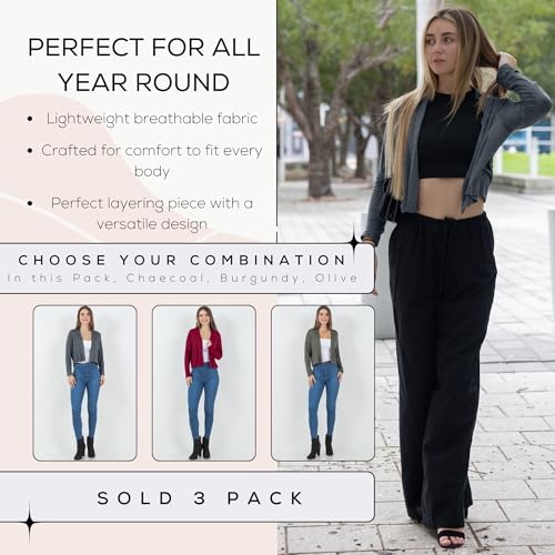 Image of Azules Cropped Cardigan for Women, Open Front Drape Lightweight Sweater Long Sleeves Women's Cardigans