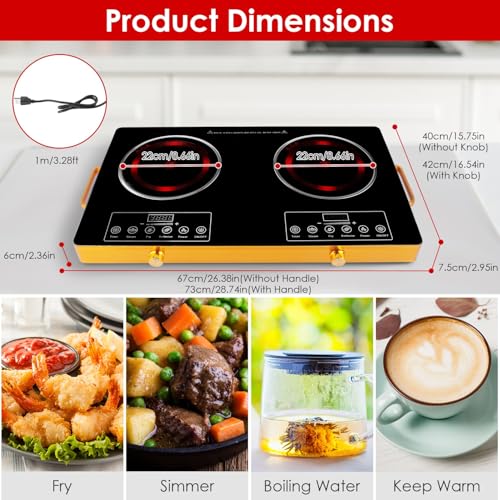 Image of Portable Electric Double Burner Cooktop,7000W Infrared Hot Plate