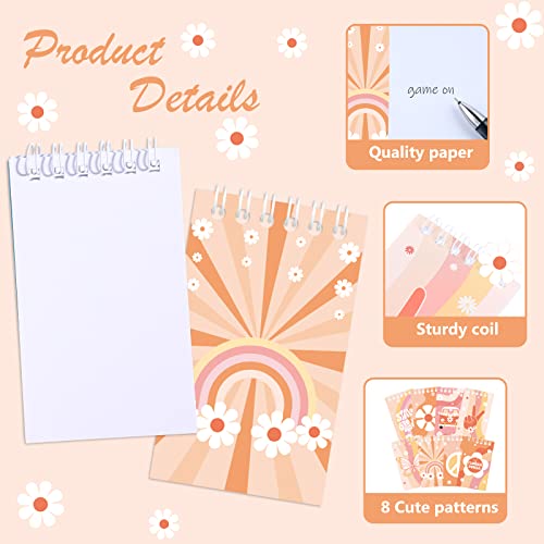 Faccito 24 Pcs Groovy Hippie Notebook Groovy Retro Hippie Boho Spiral Mini Notepad Groovy Party Pocket Notebook For Kid Hippie Boho Groovy Daisy Flower Birthday Party Classroom Supplies (Hippie Style) #TOP2