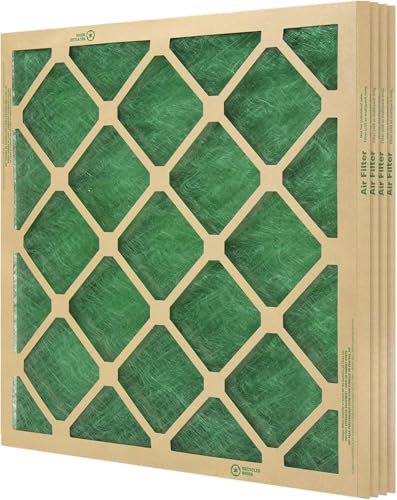 20x20x1 MERV 1 Air Filter 4-Pack Nested Fiberglass HVAC Filters with 30-Day Long-Lasting Performance Heavy-Duty One-Piece Chipboard Frame Low Pressure Drop for Energy Efficiency