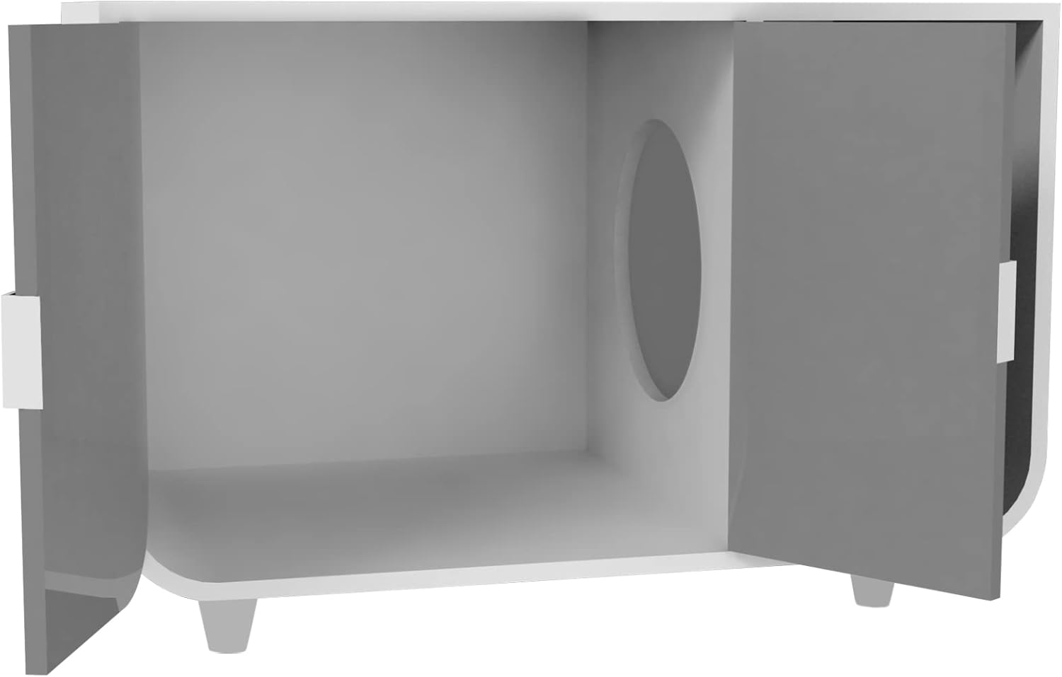 Dyad Cat Litter Box Enclosure and Furniture Hidden Cat Home Side Table Nightstand Indoor Pet Crate Alpine White Large