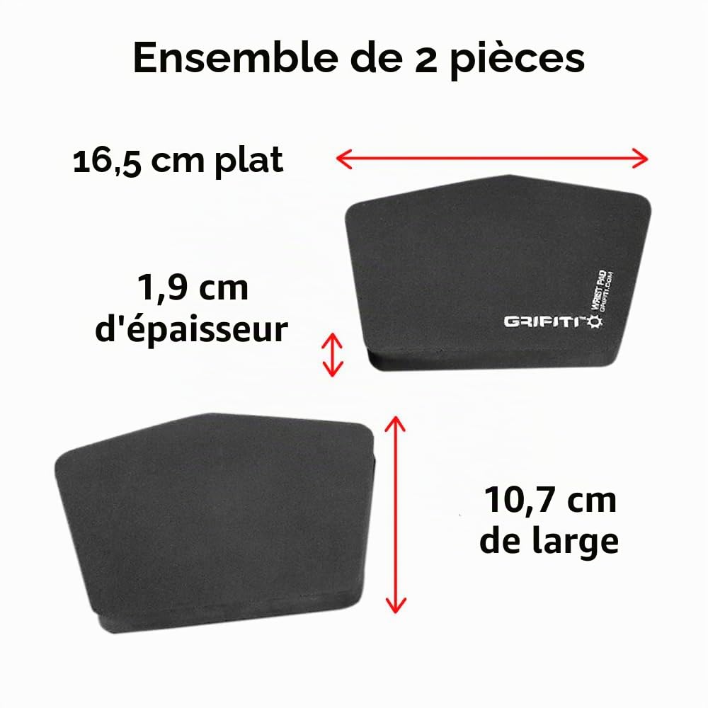 GRIFITI Ergodox Lot de 2 protège-poignets ergonomiques pour clavier d'ordinateur de jeu Repose-mains Repose-poignets en nylon noir 16,5 x 10,7 x 1,9 cm