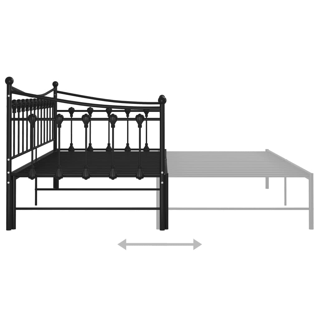 vidaXL Estructura de Sofá Cama Extraíble para Pijamas Auxiliar de Invitados Habitación Mueble Mobiliario Duradero Individual de Metal Negro 90x200 cm