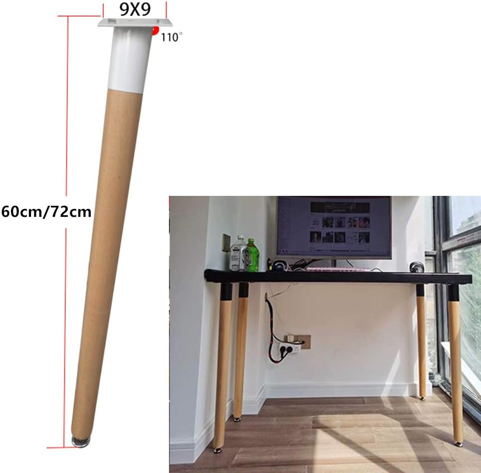 Furniture Leg Sofa Legs, 4 Pieces Solid Wood Furniture Legs Iron Sleeve Oblique Cone Replacement Furniture Feet Wood Table Legs Furniture Legs for Dresser Cabinet Chair Office Furniture Wood Feet