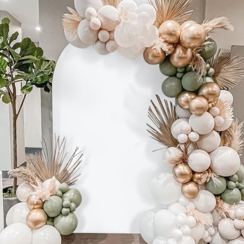 Socomi White Wedding Arch Backdrop Cover Spandex 7.2FT Fitted Stretchy Chiara Arches Stand Covers for Birthday Party Bridal Baby Shower Ceremony Banquet Decoration