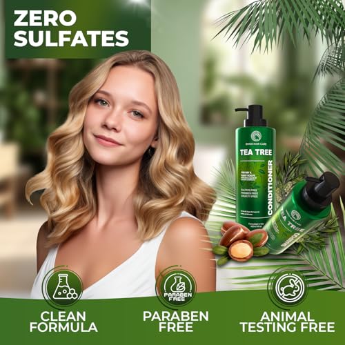 Image of Tea Tree Shampoo and Conditioner Set - Sulfate Free, Anti Dandruff Hair Care for Men and Women - Cleansing Formula for Itchy Scalp and Oil Control - 14 Fl Oz (Set of 2)