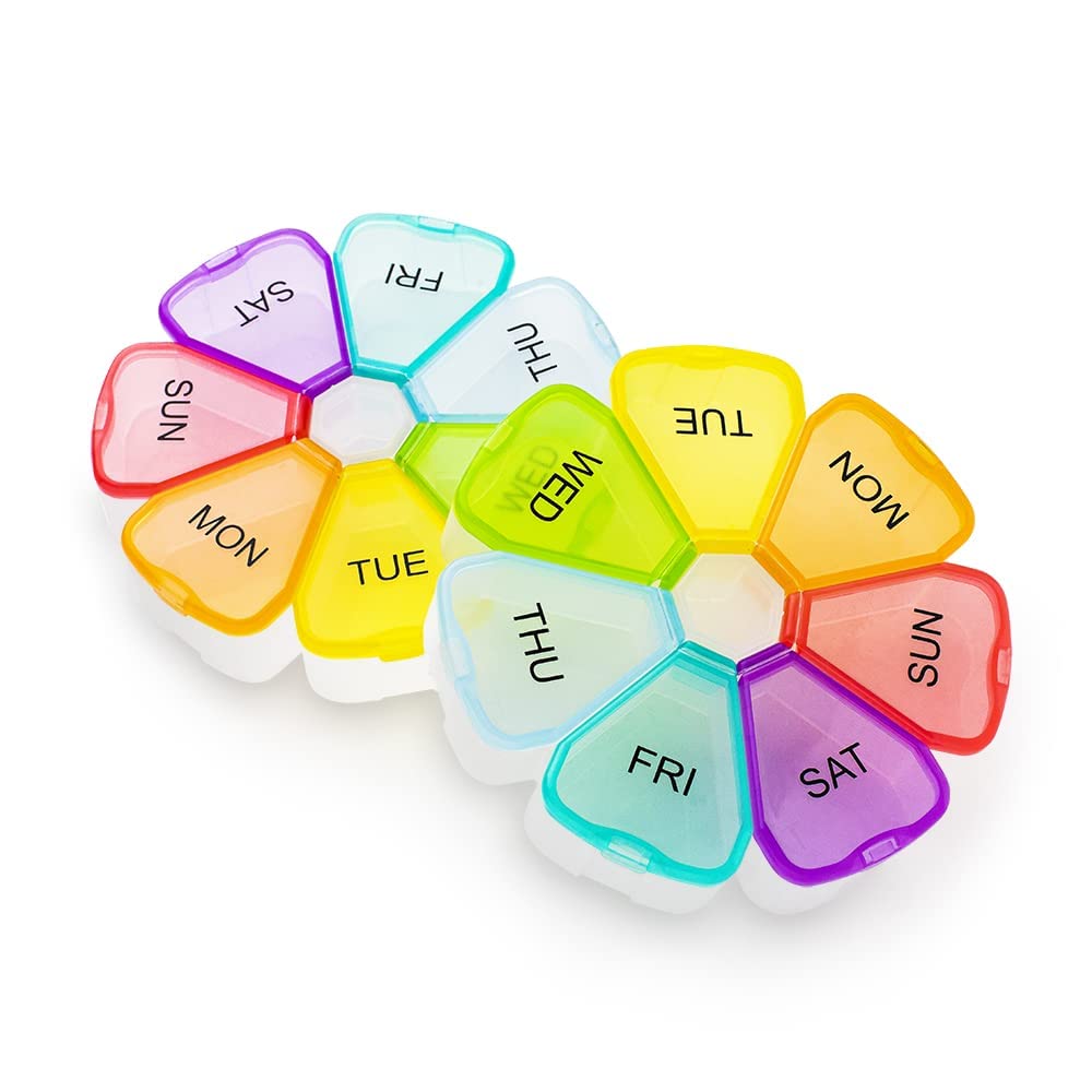 2pack Weekly 7 Day Large Pill Organizer, Travel Pill Box, Pill case, Medicine Organizer, Pill Container, Pill Box 7 Day, Pill Dispenser, Medication Organizer, Pill Organizer Weekly