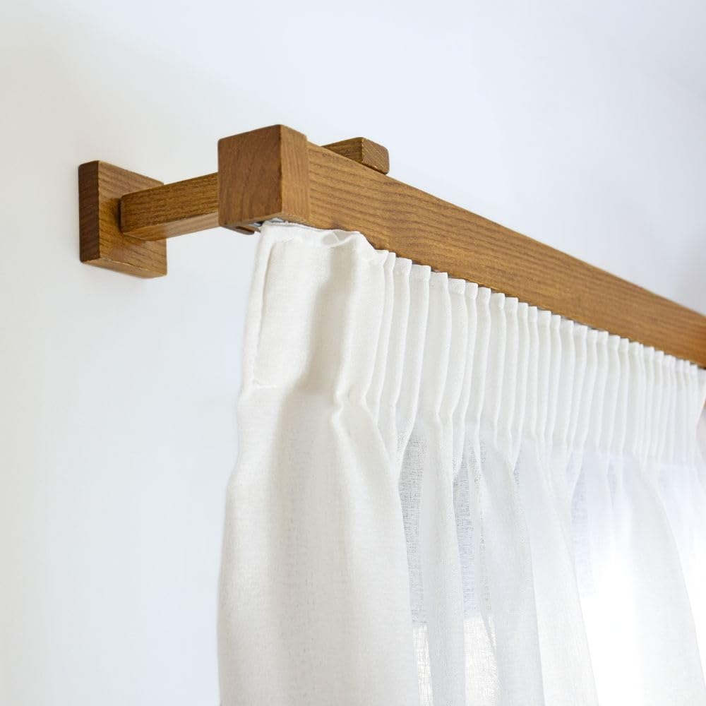 TENDAGGIMANIA Gardinenstange Deckenmontage/Wand Modern aus Holz Made in Italy-Größe 240 CM-FARBE ANPASSBAR- Gardinenstange Holz für den Innenbereich mit integrierter Schiene- ∅ 40 mm Küche, Haushalt & Wohnen