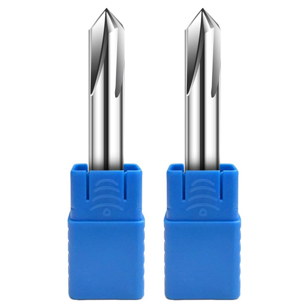 Frez fazujący，Frez do drewna 2 szt. HRC60 4 rowki D3mm 4mm 6mm 8mm 10mm 12mm X 90 stopni pełnowęglikowy frez do fazowania frez fazowanie frezy do aluminium(12 * 90°*75L*4F)