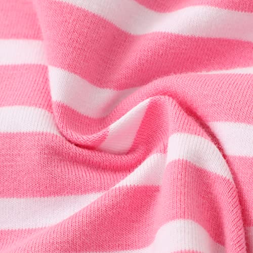 Image of Girls Cotton Long Sleeve Casual Cartoon Appliques Striped Jersey Dresses