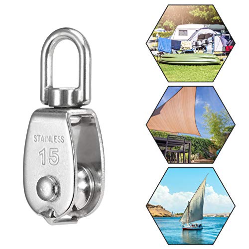 Polia, Andoer 3 peças de elevação única polia de aço inoxidável para serviço pesado, única roda, blo