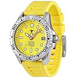 Hawaiian Lifeguard Men's Official Association Dive Watch Stainless Steel Japanese Quartz Rubber Strap, Yellow, 22 (Model: HLA, 5408, hla5408)