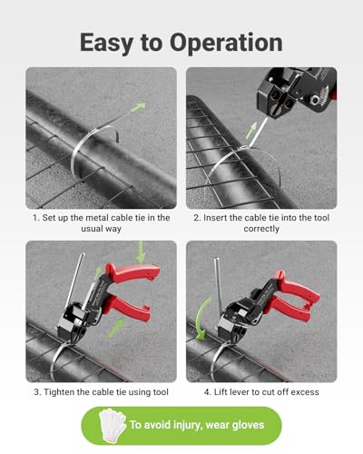 LEENUE Metal Zip Tie Tool, Heavy Duty Zip Tie Cutter, Fasten and Cut Stainless Steel Cable Ties, for Outdoor Chain Link Fence Ties, Exhaust Pipe and Cables