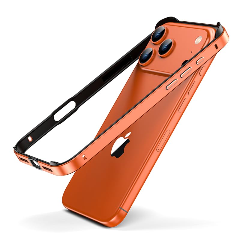 Coque iPhone 17 absorption des chocs cadre aluminium orange surélevé