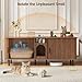 ONBRILL 65 Inches Cat Litter Box Enclosure for 2 Cats, Hidden Litter Boxes Furniture with Outlets, Double Rooms Large Indoor Pet House, Mid-Century Modern TV Stand for Living Room, Walnut