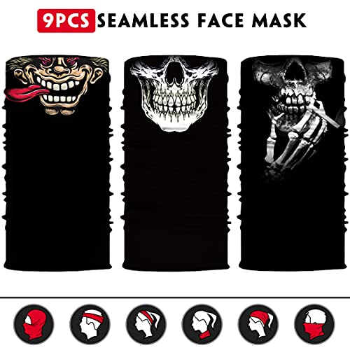 Venswell Neck Gaiter Face Mask Men Women,Seamless Bandana Rave Face Cover Scarf Mask,Balaclava,Headband, Head Wrap,Headwear (B-Joker+Skull) #TOP4