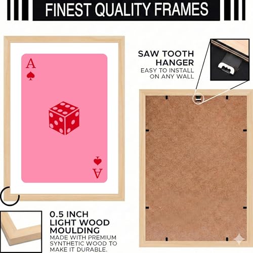 Image of BLINKART Playing Card Aesthetic Modern Art Walls With Frame | Natural Wood Texture | Living Room Bedroom Office Wall Decoration | Poster Home Decor Frames Wall Bedroom | 12x8 Inches (D231)