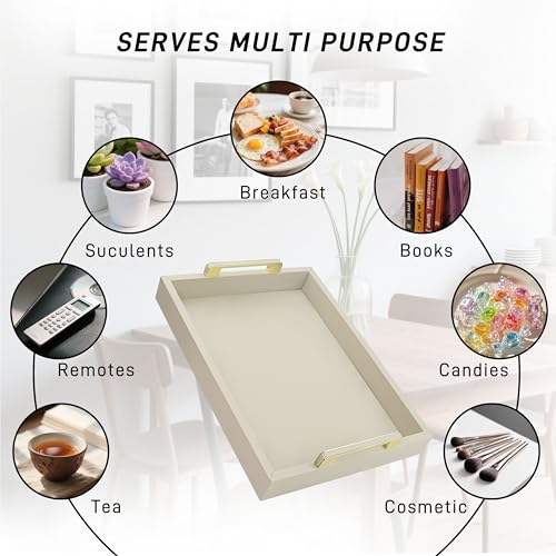 VOVOGERATTO Decorative Tray, Cool Gray, 16"x12" Rectangular