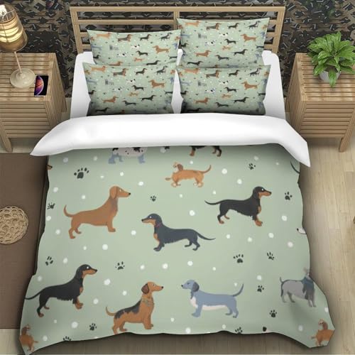Housse de couette teckel parure de lit confortable 135x200cm - 5