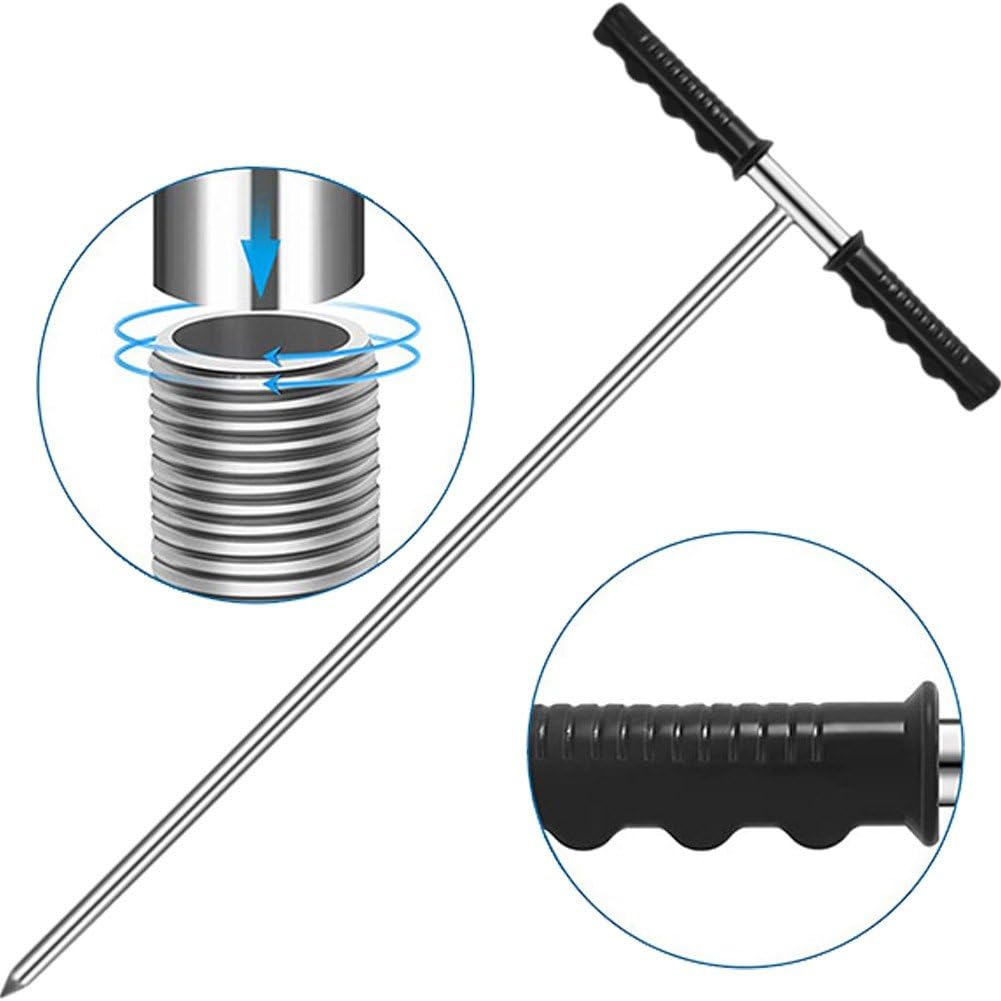 Varilla De Sonda De Suelo De Metal, Herramienta De Localización De Tanques Sépticos con En T, Varilla De Sonda De Tierra Ajustable De 48 Pulgadas, Acero para Sondeo De Azulejos, Tubería De