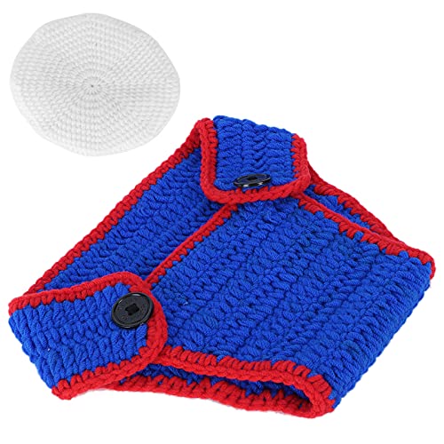 Fotografía Crochet Sombrero, Fotografía Crochet Sombrero Marino Pañal Recién Nacido Fotografía Crochet Sombrero Marino para Cumpleaños para Fotografía para Fiestas(Azul)