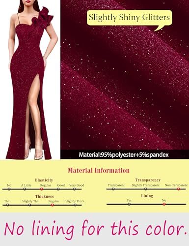 Image of VFSHOW Womens Ruffle One Shoulder Strap Ruched Formal Prom Wedding Maxi Dress V Neck Elegant Split Cocktail Evening Long Gown