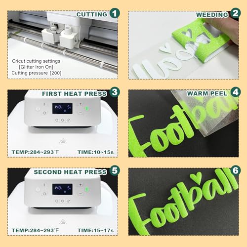 Image of Fluorescent Green Glitter Puff Vinyl Heat Transfer - 12 inch x 5ft 3D Puff HTV Vinyl, Glitter Puffy Iron-On for Fabrics, Perfect for T-Shirts, Bags, Pillows, Compatible with Cricut & Cameo