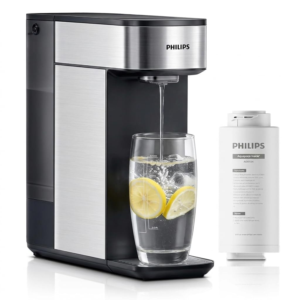 PHILIPS Reverse Osmosis Water Filter Countertop,NSF/ANSI 372 Certified,5 Stage RO Water Filtration System,Installation-Free, Self-Cleaning Water Purifier with Aquaporin Tech,Compact for Office Home