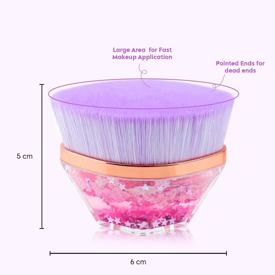 VernoCraft Foundation Makeup Brush Kabuki Hexagon Face Blush Brush For Liquid Cream And Powder Cosmetics Soft Bristles Pack Of 1 Crystal Purple 4