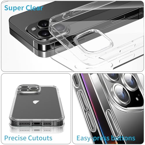 JJGoo Compatiable with iPhone 16 Pro Case Clear, Transparent Shockproof Phone Case, Anti-Scratch Hard PC Back Protective Cover Bumper Phone Case for iPhone 16 Pro 6.3-Inch, Clear - image 5