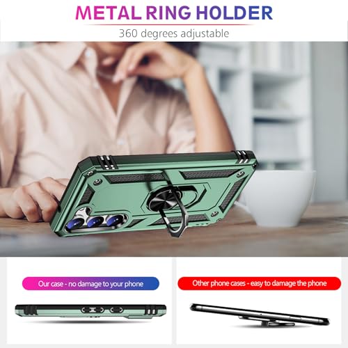 Image of for Samsung Galaxy S24 Case with Screen Protector, Military Grade Rugged Shockproof Heavy Duty Galaxy S24 5G Protective Cover for Samsung S24 5G Magnetic Ring Kickstand Phone Case (Green)