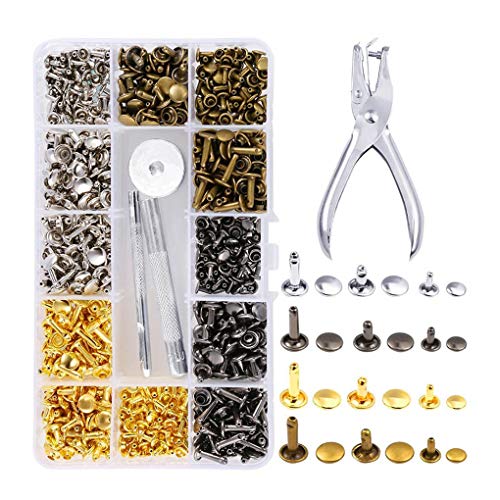 ferramenta de fixação de rebite 360pcs Leather Cap Duplo Rebites rebites Rebite Tubular Metal Studs