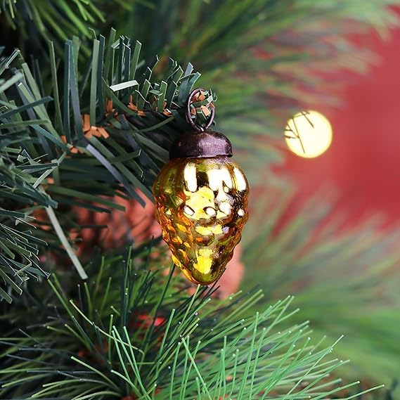 Image of Indian Shelf 25 Piece Glass Silver Gold Christmas Ornaments Premium Vintage, Reusable, Non-Fading Gold for Decorations