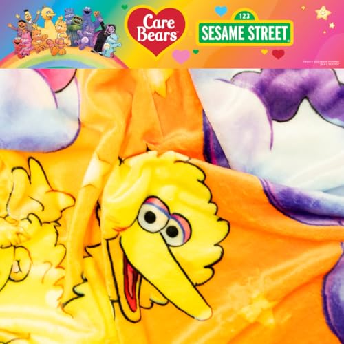 Image of Franco Care Bears x Sesame Street Nostalgic Kids Bedding Super Soft Cozy Plush Throw, 46 in x 60 in, (Officially Licensed Product)