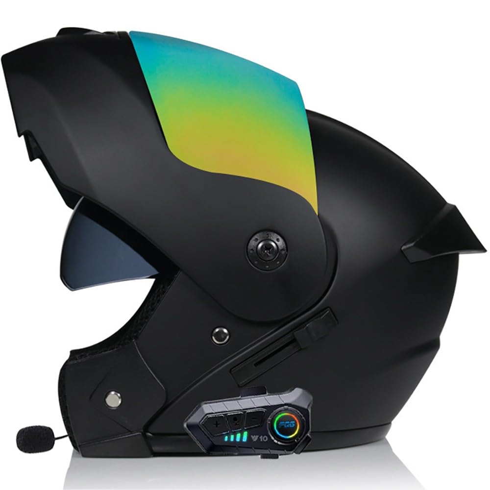 Wzggteam F Modular Motorbike Helmet With Bluetooth And Microphone, Lip Up Ront Motorcycle Helmet With Double Visor, Dot/Ece Approved Ull Ace Helmet, Crash Helmet Or Automatic Answering