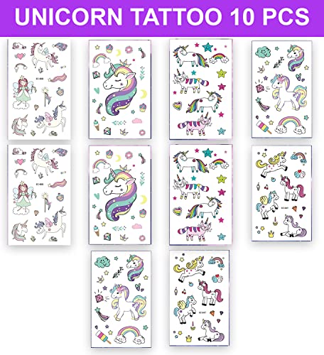 Image of Party Propz Unicorn Theme Tattoo Sticker - Set of 10 Sheets, Tattoo Sticker for Kids | Unicorn Cute Stickers | Rainbow Stickers for Kids | Unicorn Temporary Tattoos | Tattoos for Girls
